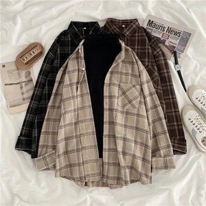 Oversized Vintage Plaid Shirts Women (3 Colors and 3 Sizes!!)